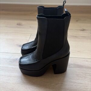 Intentionally Blank Celeste Leather Chelsea Platform Boots Sz 6 Black Y2K Style